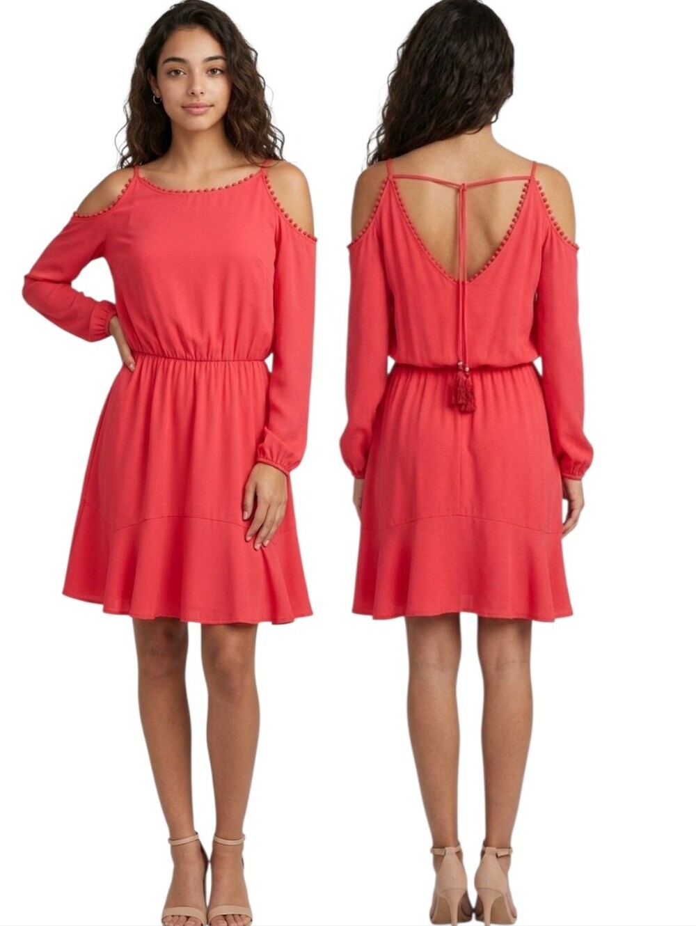 WHBM Cold Shoulder Blouson Tunic Dress - Size 10